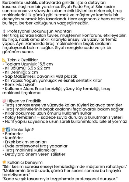 Fade Fırça – Berberler İçin Sıfır Kesim ve Makine Temizleme Fırçası 722306 fırsatları