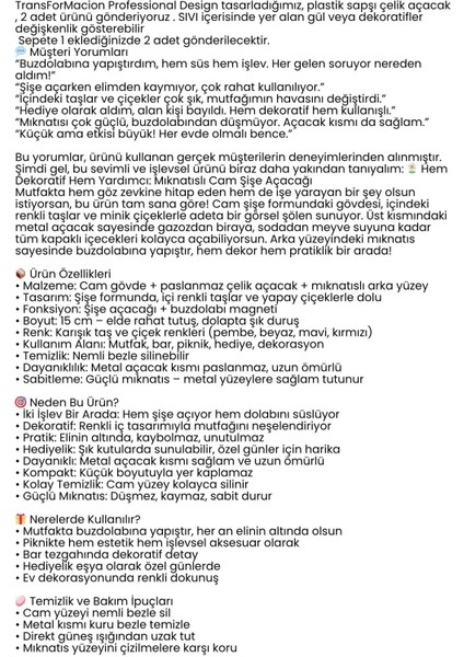 Mıknatıslı Dekoratif Şişe Açacağı – Çiçekli Tasarım, Buzdolabı Magnetli, Pratik ve Şık 722322 fiyatları