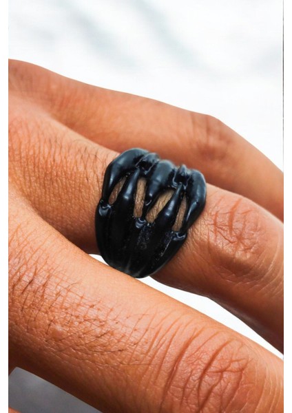 Mat Siyah Ayarlanabilir Yüzük Soyulmaz Kararmaz Motorcu Pençe Yüzük fiyatları