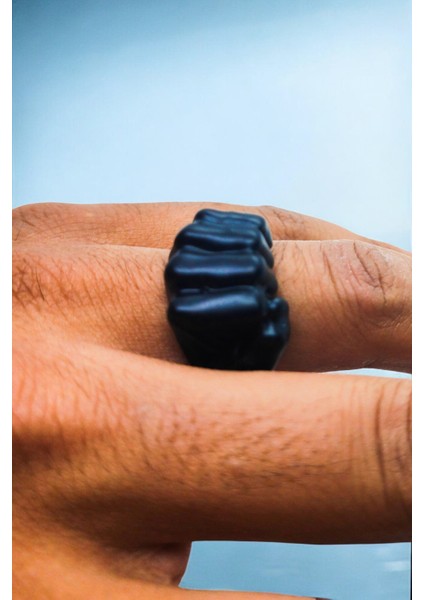 Mat Siyah Ayarlanabilir Yüzük Soyulmaz Kararmaz Motorcu Yumruk Yüzük fiyatları