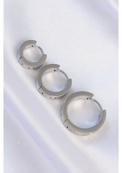 316L Çelik Gümüş Renk Model 3lü Halka Küpe fiyatları