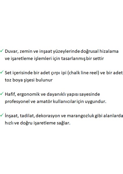 Çırpı Ipi Seti 2 Parça - Toz Boya ve Çırpı Ipi | Profesyonel Işaretleme Seti | Çizim Ipi modelleri