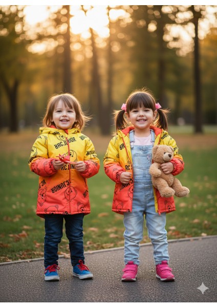 Kız Erkek Çocuk Unisex Mont Kışlık Spor Içi Mifyonlu Kapüşonlu &kaban & Parka