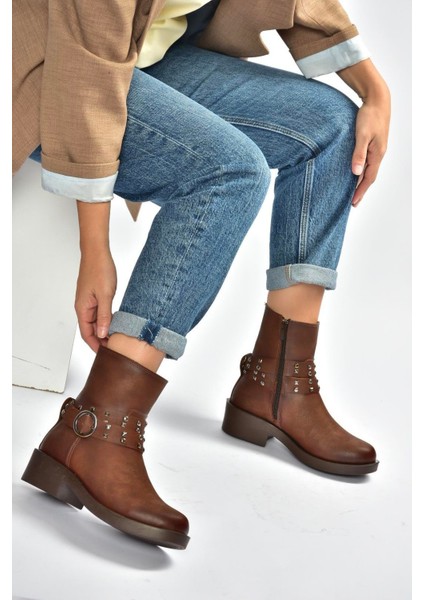 V674121209 Taba Alçak Topuklu Fermuarlı Kadın Bot fiyatları