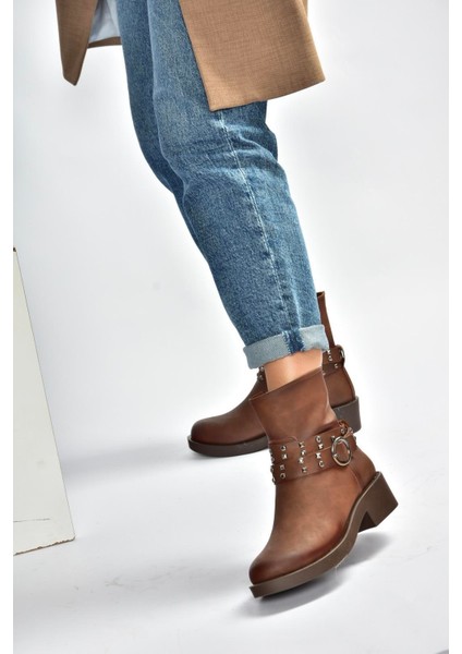 V674121209 Taba Alçak Topuklu Fermuarlı Kadın Bot fırsatları