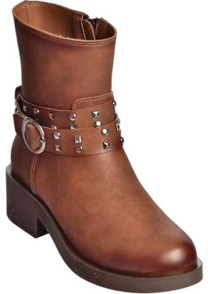 V674121209 Taba Alçak Topuklu Fermuarlı Kadın Bot