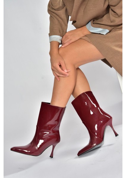 V752550208 Bordo Rugan Ince Topuklu Kadın Bot modelleri