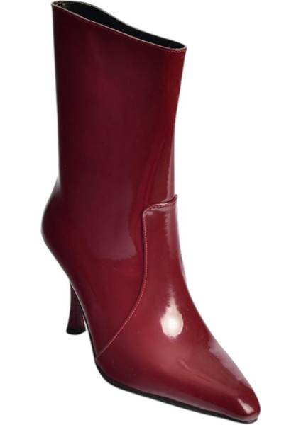 V752550208 Bordo Rugan Ince Topuklu Kadın Bot
