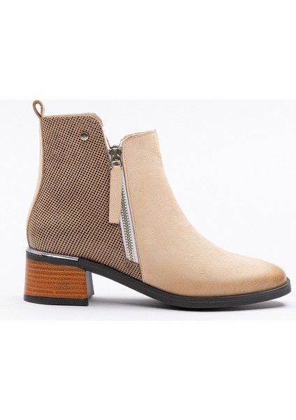Kadın Fantazi Bot Bej Nubuk ve Süet Deri, Küçük Toka Detaylı fiyatları