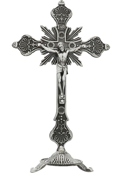 Ayakta Haç, Isa Haçı, 10 Inç Katolik Küçük Haç ve Stand, Antik (Yurt Dışından) modelleri