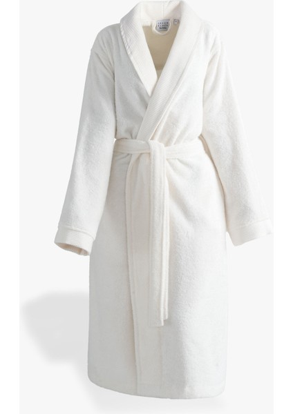 Lara Kadın Bornoz %100 Pamuk Jakarlı Krem