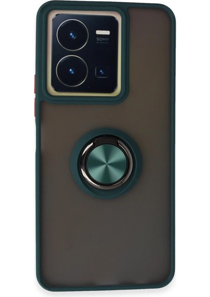 Xmpdby Newface Vivo Y36 Kılıf Montreal Yüzüklü Silikon Kapak - Yeşil