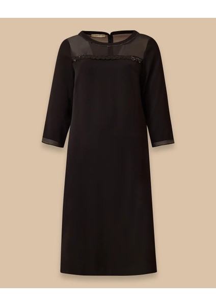 Büyük Beden Pullu Transparan Detaylı Elbise Gala-Xi fırsatları