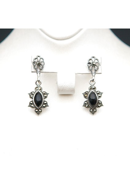 925 Ayar Gümüş Oltu Taşı Kadın Küpe SKÜ00038 indirimleri