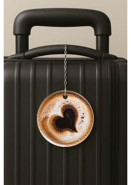 Türk Kahvesi Desenli Uv Baskılı Pleksi Bavul Etiketi Seyahat Tatil Valiz Etiketi