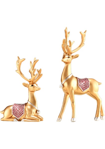 2x Üstü Süslemeleri Ren Ği Heykelleri Elk Altın (Yurt Dışından) fiyatları