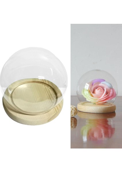 Cam Cloche Çan Kavanoz Çiçek Ahşap Taban 18CM (Yurt Dışından) indirimleri
