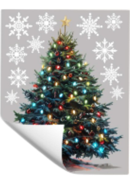 Snowflake Noel Ağacı Pencere Çıkartmaları Noel Dekorasyon Pvc Ofis Için (Yurt Dışından)