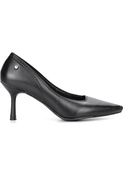 Ayça Esnek Yumuşak Kaymaz Taban (7 Cm) Siyah Cilt Kadın Topuklu Ayakkabı fırsatları
