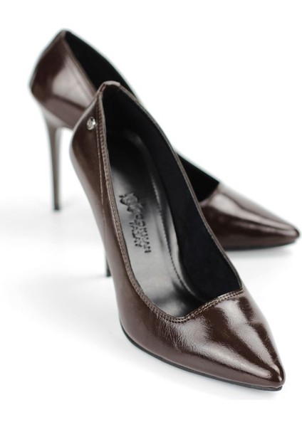 Arabella Esnek Yumuşak Kaymaz Taban (11 Cm) Kahverengi Rugan Kadın Topuklu Ayakkabı fiyatları