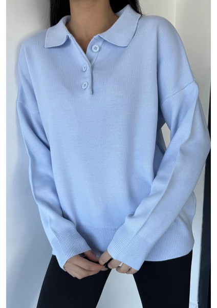 Kadın Yarım Düğmeli Triko Kazak P-00018996