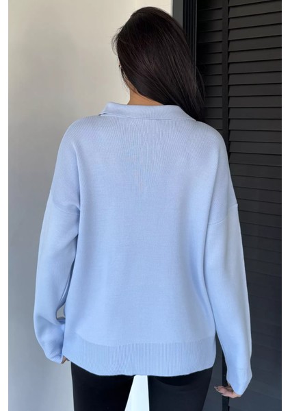 Kadın Yarım Düğmeli Triko Kazak P-00018996 fırsatları