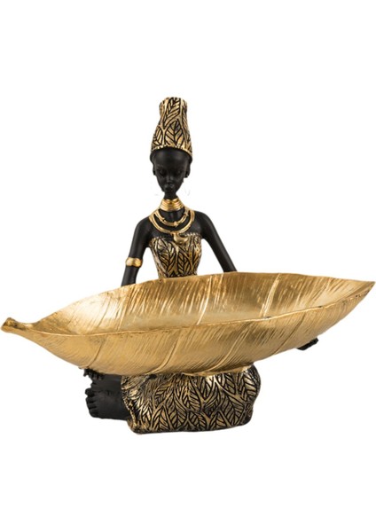 Afrika Kadın Heykeli Reçine Süsleme Depolama Tepsisi Çeş Eş Konteyneri (Yurt Dışından) modelleri