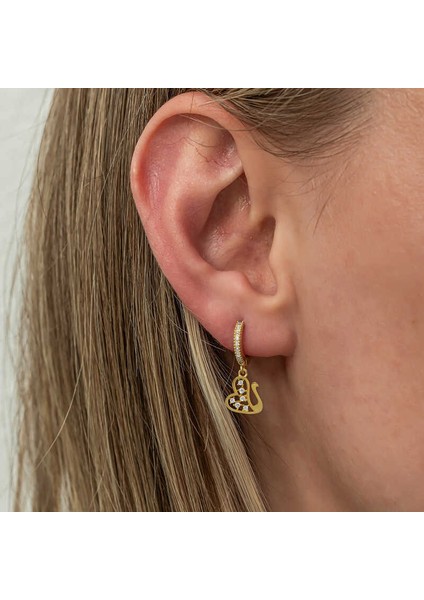 Gümüş Sallantılı Gold Kuğu Kadın Küpe fiyatları