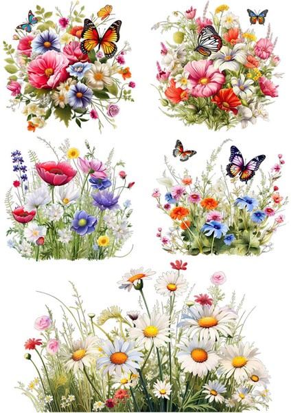 Çiçekli Sticker Çıkartmaları Pvc Su Geçirmez Dekorasyonu (Yurt Dışından)