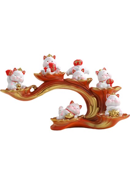 Lucky Cat Figurine Kitty Heykel Lik Ler Masaüstü Çiftlik Festivali Için Reçine Heykeli (Yurt Dışından)