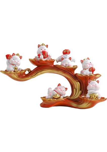Lucky Cat Figurine Kitty Heykel Lik Ler Masaüstü Çiftlik Festivali Için Reçine Heykeli (Yurt Dışından) modelleri