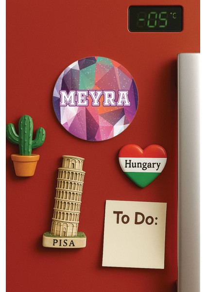 Kişiye Özel Isim Yazılı Mutfak ve Ofis Için Yuvarlak Beyaz Buzdolabı Magnet Jumbo Boy DIZAYN36