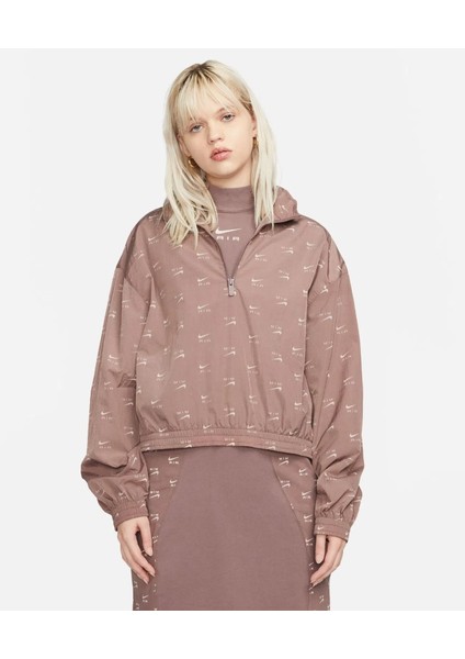 Air All-Over Print Woven Kadın Kahverengi Hoodie Sweatshirt fiyatları