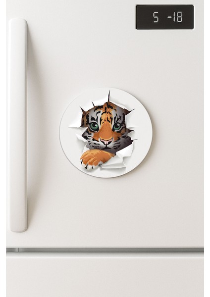 Desenli Temalı Yuvarlak Buzdolabı Magnet – 10X10 cm Yavru Aslan
