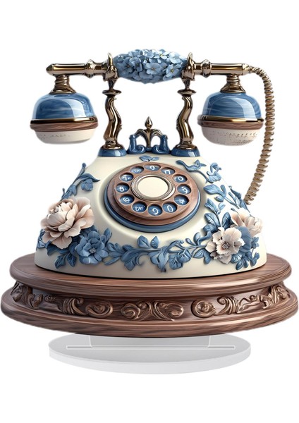 Retro Telefon Akrilik Iş Masaüstü Süs 2d Dekoratif , Odası Raf Için Dekorasyon, (Yurt Dışından)