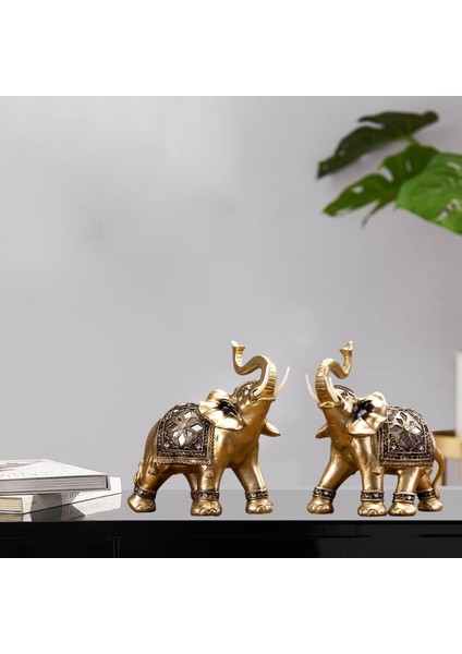 2 Fil Heykel Filler Heykel Arabası Üstü Tv Standı Heykelcik Altın (Yurt Dışından) modelleri