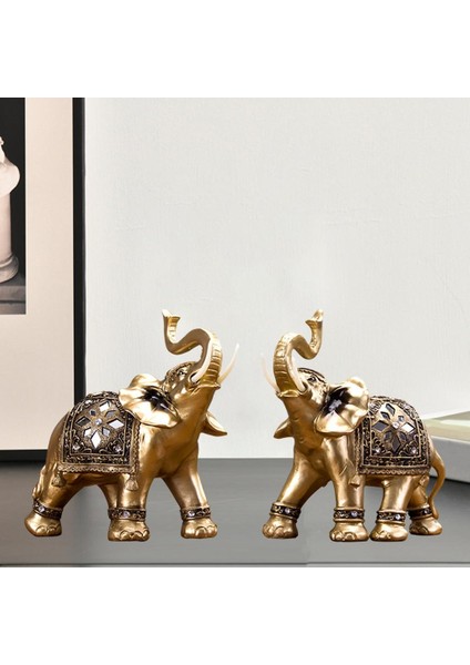 2 Fil Heykel Filler Heykel Arabası Üstü Tv Standı Heykelcik Altın (Yurt Dışından) fırsatları