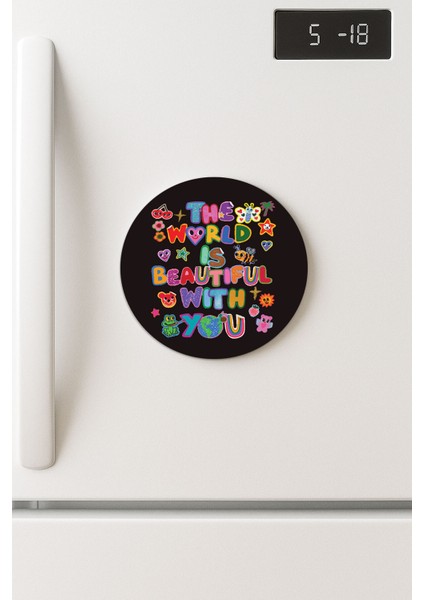 Desenli Temalı Yuvarlak Buzdolabı Magnet – 10X10 cm Beautiful