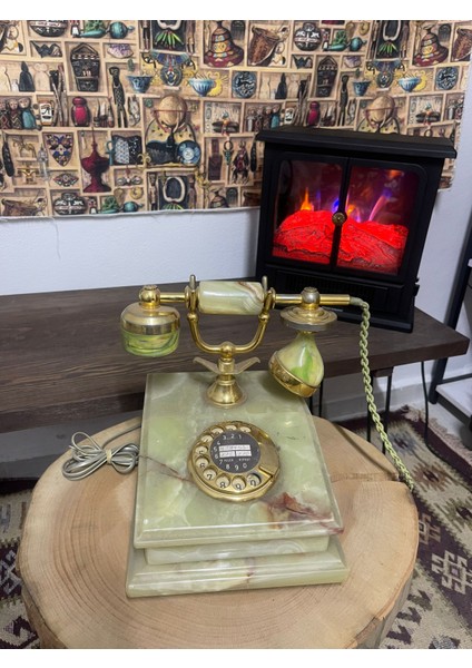 Antika Mermer Tabanlı Dekoratif Telefon-Şıf Zarif-Dekorluk Ürün