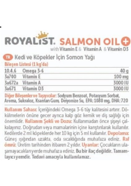 Salmon Oil+ – Somon Yağı Takviyesi | Köpekler ve Kediler Için | Vitamin A, D3, E Destekli 250 ml modelleri