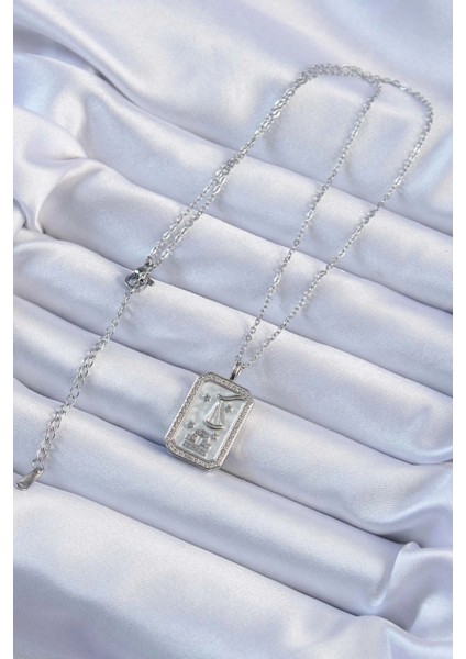 Bfs 316L Çelik Zincir Gümüş Renk Zirkon Taşlı Çerçeveli Tarot Kolye fiyatları