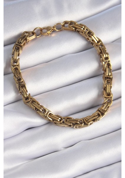 Bfs 316L Çelik Gold Renk Kral Zincir Model Erkek Bileklik