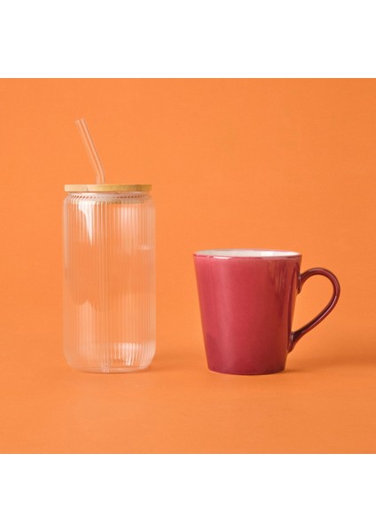 Bambu Kapaklı Pipetli Bardak - Şeffaf fiyatları