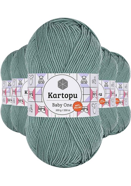 5 Adet Baby One Tüylenmeyen El Örgü Ipi Yünü Azur K493