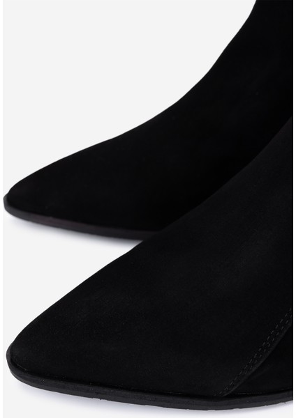 Kadın Hakiki Deri Siyah Süet Topuklu Bot 51 8044 Bn Bot SK25-26 Sıyah Suet modelleri