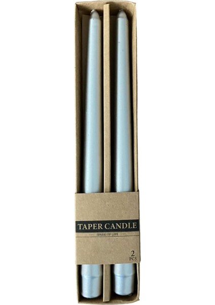 Düz 2'li Şamdan Mum Silver Kraft 3 Adet