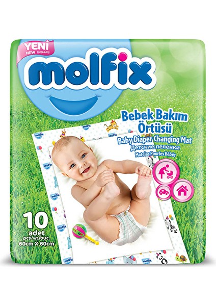 4 Adet Molfix Bebek Bakım Örtüsü 60X60 cm 10'lu