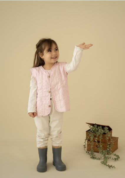 Pembe Nokta Desenli Bebek Yeleği