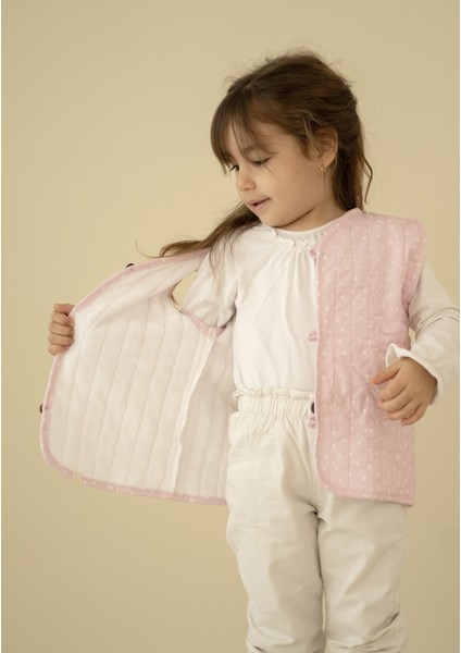 Pembe Nokta Desenli Bebek Yeleği modelleri