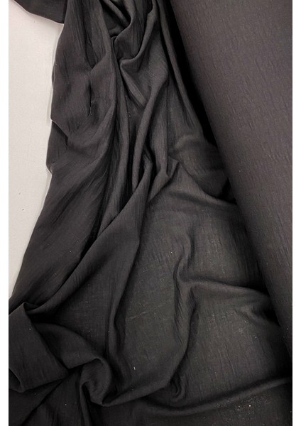 Keten Kumaş - Organik Kumaş - Perde Kumaşı - Ince Keten - Kıyafet Için Kumaş Örtü Siyah 27